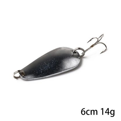 Hengjia 1pcs Metal Bait Spoon Lure with Treble Hook Gold /Silver River Fishing Lure for Bass Pike Perch