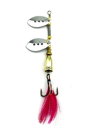 Hengjia 1pcs Spinner Spoon Bait Rooster Tail Fishing Lure with Treble Hooks Jig Metal Spinnerbait Fishing Tackle for Bass Trout