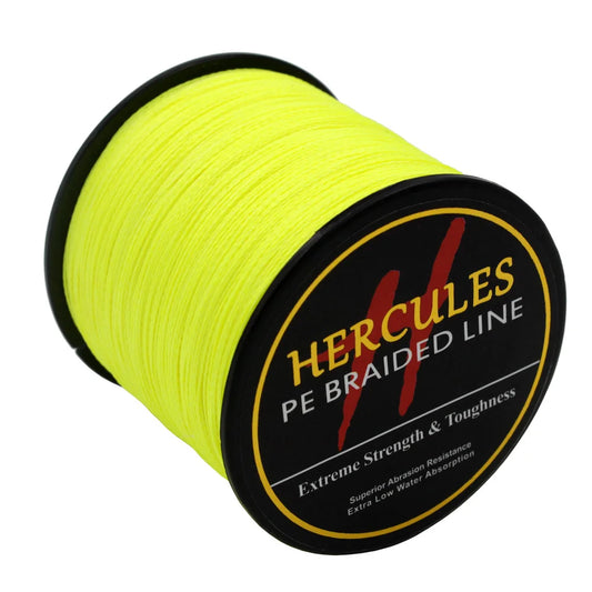 Braided Fishing Line Fluorescent Yellow Multifilament Fishing Cord Strong 4 Strands