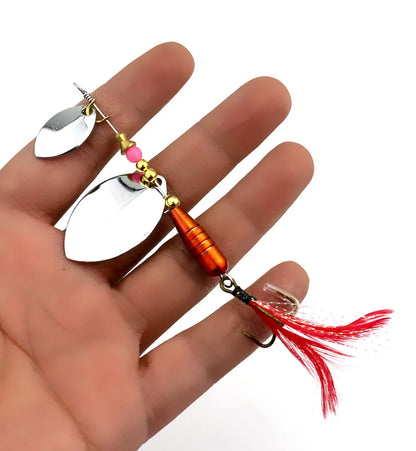 Hengjia 1pcs Spinner Spoon Bait Rooster Tail Fishing Lure with Treble Hooks Jig Metal Spinnerbait Fishing Tackle for Bass Trout