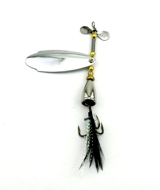 Hengjia 1pcs Spinner Spoon Bait Rooster Tail Fishing Lure with Treble Hooks Jig Metal Spinnerbait Fishing Tackle for Bass Trout