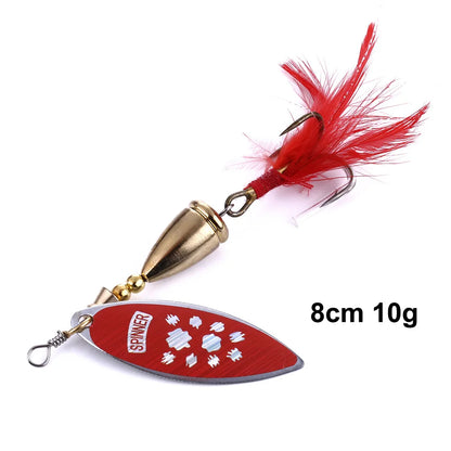 Hengjia 1pcs Spinner Spoon Bait Rooster Tail Fishing Lure with Treble Hooks Jig Metal Spinnerbait Fishing Tackle for Bass Trout