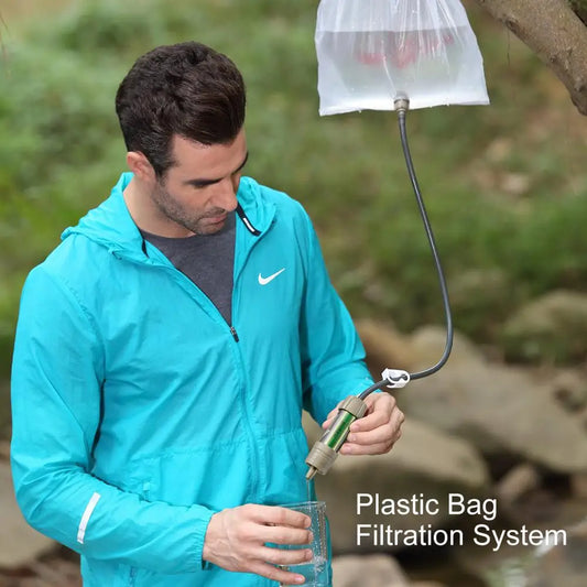 Portable Outdoor Water Filter Survival Kit with Bag for Camping