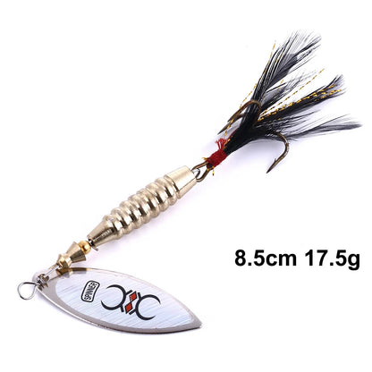 Hengjia 1pcs Spinner Spoon Bait Rooster Tail Fishing Lure with Treble Hooks Jig Metal Spinnerbait Fishing Tackle for Bass Trout