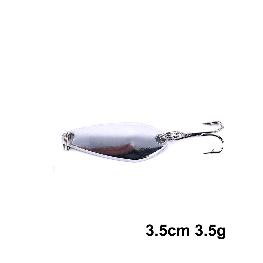 Hengjia 1pcs Metal Bait Spoon Lure with Treble Hook Gold /Silver River Fishing Lure for Bass Pike Perch