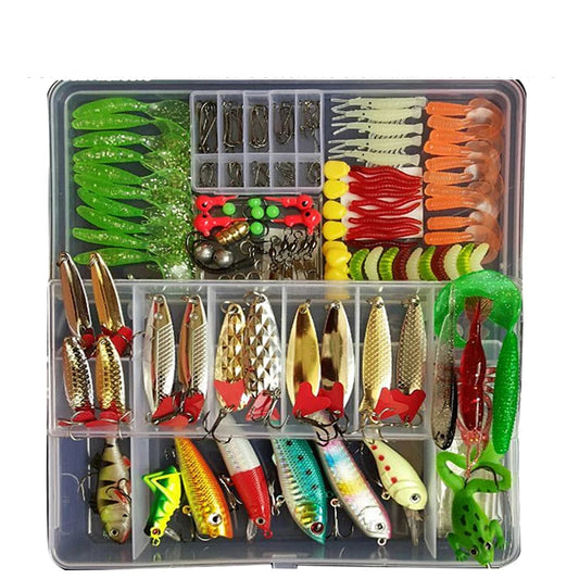 Kit Fishing Lures Set Hard Artificial Wobblers Metal Jig Spoons Soft Lure Fishing Silicone Bait Fishing