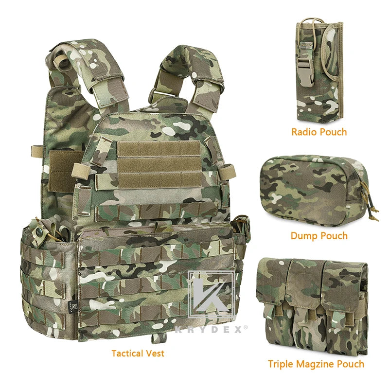 KRYDEX Tactical Body Armor Combat Vest Plate Carrier With Magazine Pouch