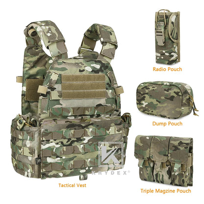 KRYDEX Tactical Body Armor Combat Vest Plate Carrier With Magazine Pouch