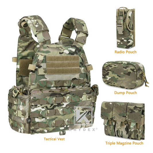 KRYDEX Tactical Body Armor Combat Vest Plate Carrier With Magazine Pouch