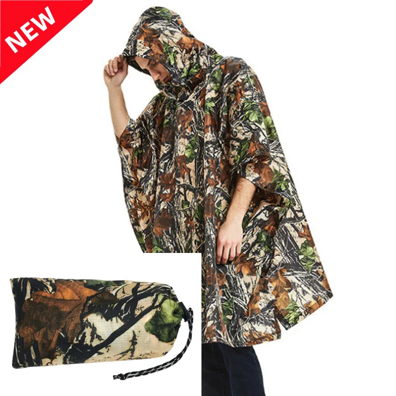 Multifunctional Raincoat Waterproof Poncho Camouflage Cover For Camping Hunting Clothes