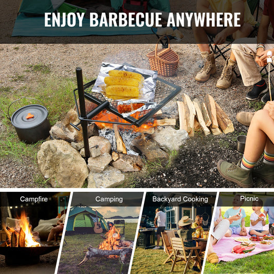 Premium Steel Campfire Grill Rack for Outdoor Cooking Camping Picnics Beach