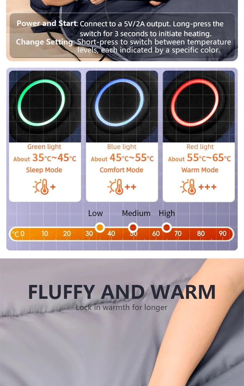 BISINNA Heating Sleeping Bag for Adults Cold Weather Lightweight Portable Warm Winter Camping Bags for Outdoor Hiking Supplies