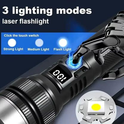 Powerful LED Flashlight With Zoom And Digital Display