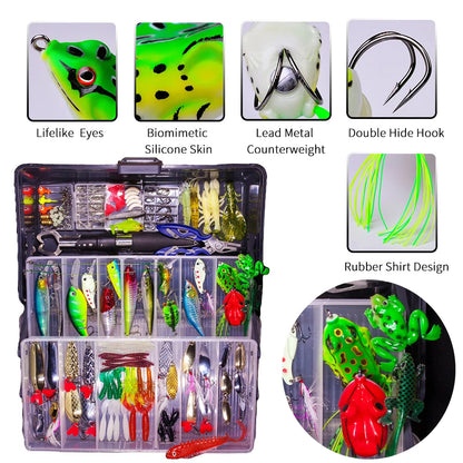 Big Mixed Fishing Lure Set Soft Hard Bait Kit Artificial Bionic Minnow Swing Metal Jig Spoon