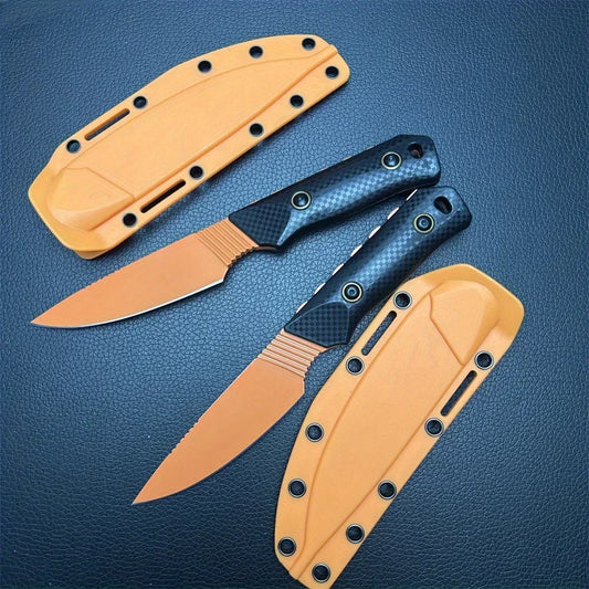 Fixed Blade Knife D2 Blade Stonewashed Camping Equipment Straight Knife with  Sheath