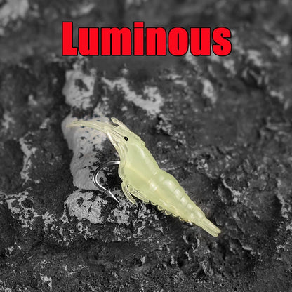Soft Silicone Luminous Simulation Shrimp Lure With Hook Artificial Baits Fishing