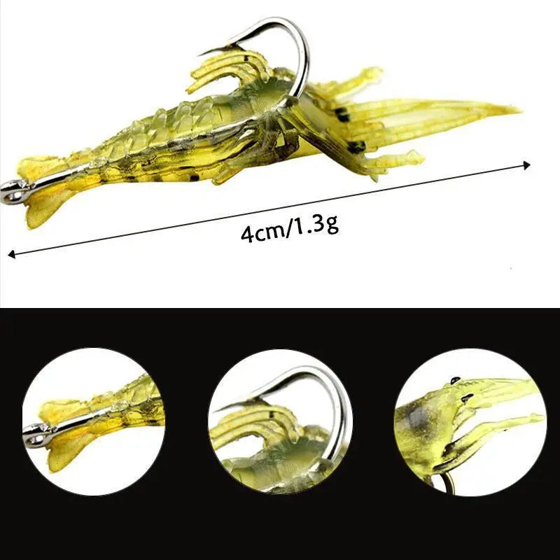 Soft Silicone Luminous Simulation Shrimp Lure With Hook Artificial Baits Fishing