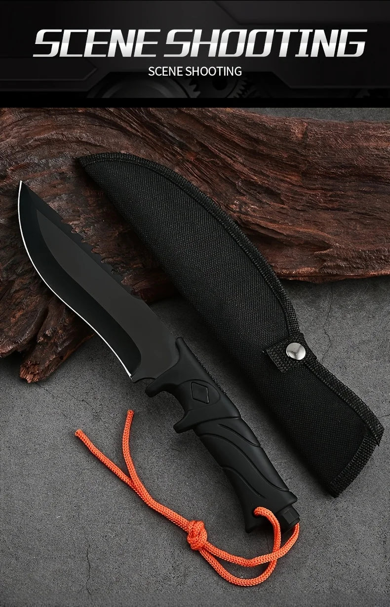 1 Knife, Black Wooden Handle Outdoor Knife, High Hardness Portable Knife, Fixed Blade, High-Quality Straight Knife, Used for Hiking, Mountaineering Adventure, Survival, Camping Supplies, Camping Supplies, Outdoor Activity Kni