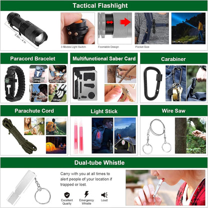 Survival kit and first aid kit, 142 pieces of professional survival equipment