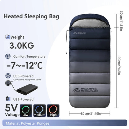 BISINNA Heating Sleeping Bag for Adults Cold Weather Lightweight Portable Warm Winter Camping Bags for Outdoor Hiking Supplies