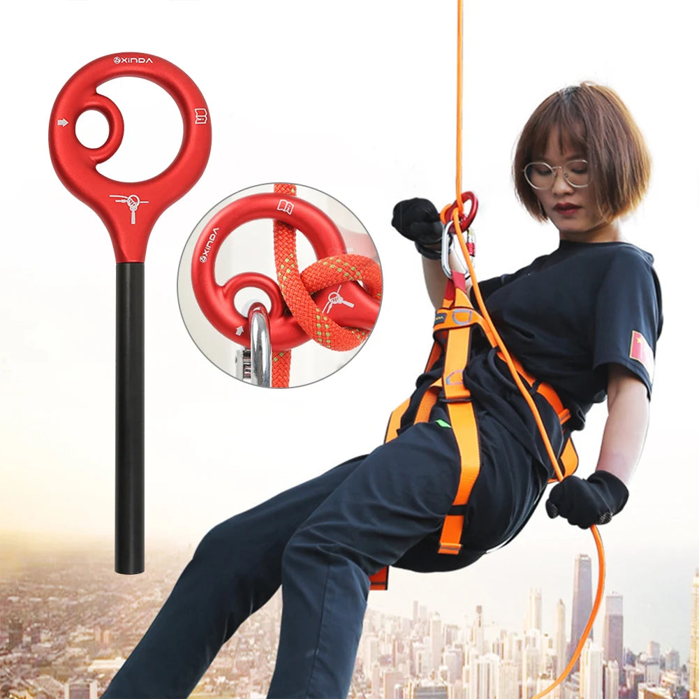 9-Shape Rigging Descender Aluminum Alloy Figure Belay Device Rock Climbing Cable Descent Device Downhill Rappelling Equipment