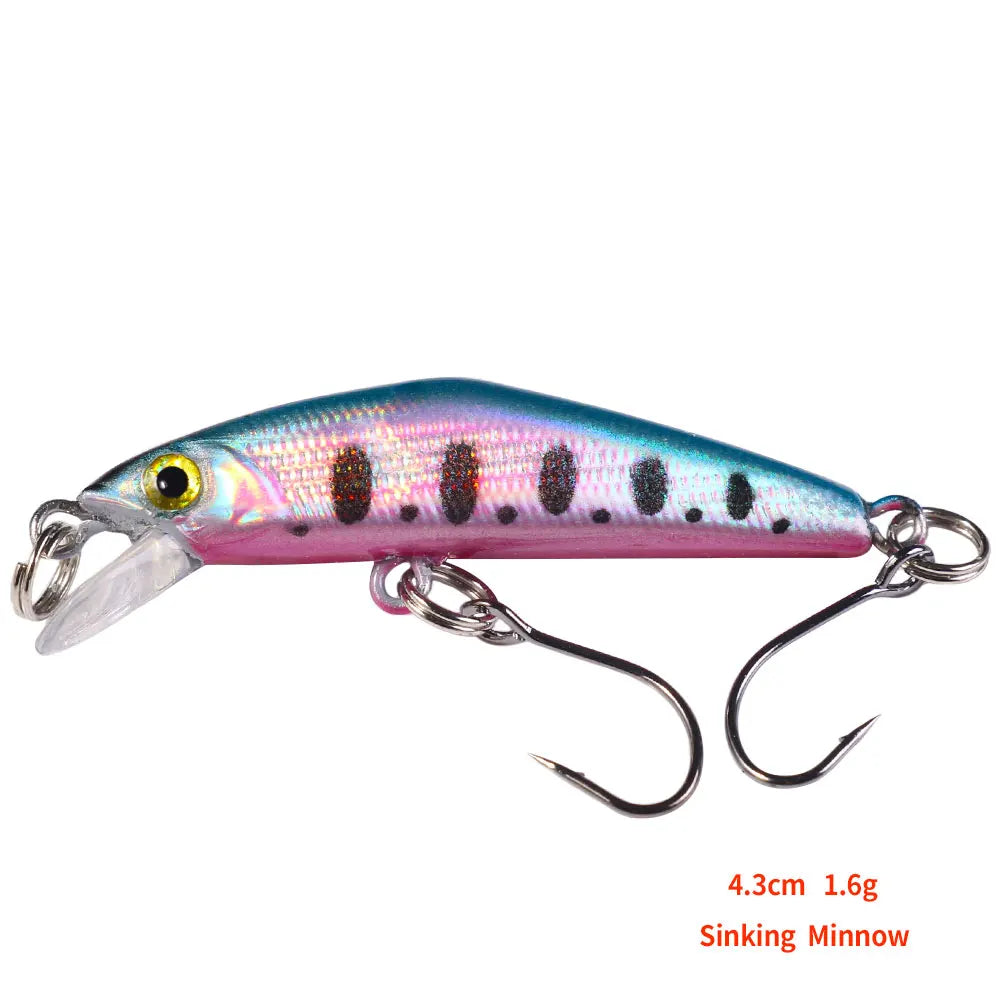 1pcs  4.3cm 1.6g Pesca Stream micro Fishing Lure Sinking Minnow Artificial Hard Bait For Bass Carp Pike SalmonTrout Panfish Lure