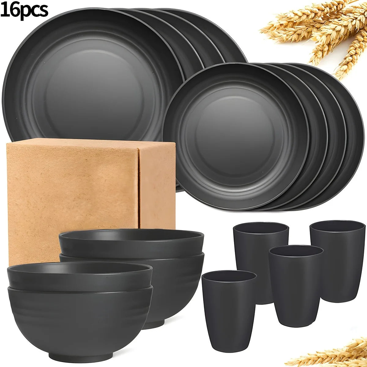 16/32pcs Tableware Set, Include Plates, Bowls Cups For Home Family Day Camping