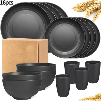 16/32pcs Tableware Set, Include Plates, Bowls Cups For Home Family Day Camping