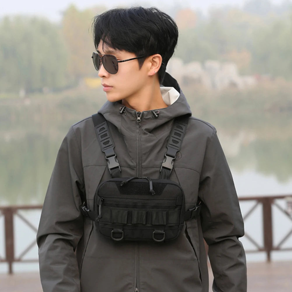 Fishing Chest Bag with Adjustable Straps Climbing Camping Backpack Large Capacity Travel Vest Backpack for Outdoor Sports