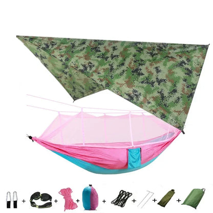 Camping Hammock with Mosquito Net&Rainfly Tent Tarp & Tree Straps