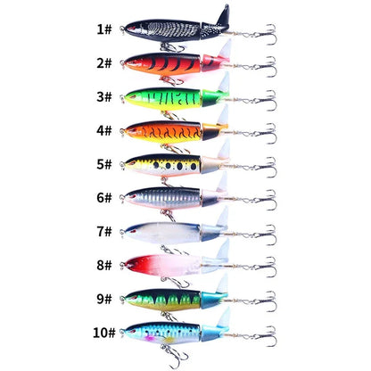 Popper Fishing Lure Set 11cm/14cm Artificial Topwater Hard Bait Rotating Wobblers Tail