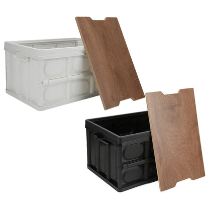Folding Storage Box  with Wooden Panel for Outdoor