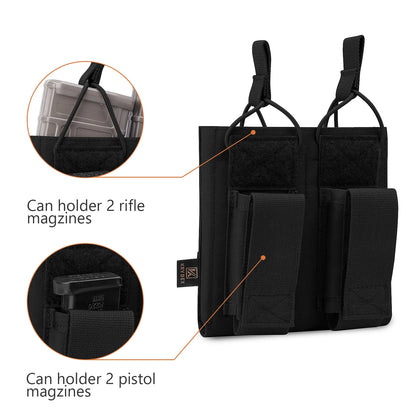 KRYDEX Tactical Double Magazine Pouch 556 M4 M16 AR15 Rifle 9mm Pistol Mag Pouches Carrier Black Shooting Accessories