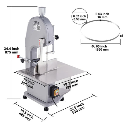 Commercial Electric Meat Bone Saw Machine 1500W Stainless Steel Blade Bone Bandsaw