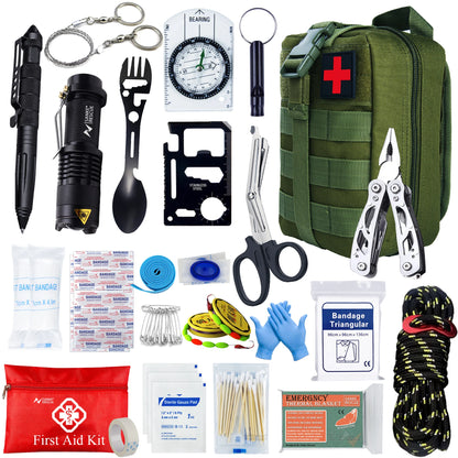 Survival First Aid Kit Survival Full Set  Outdoor Gear Emergency Kits Trauma Bag Camping Hiking