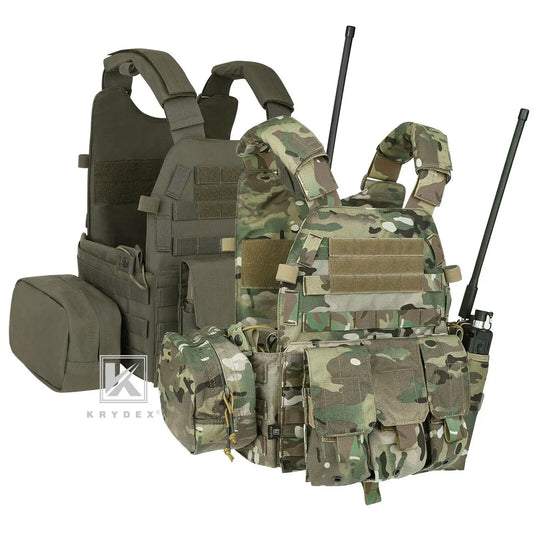 KRYDEX Tactical Body Armor Combat Vest Plate Carrier With Magazine Pouch