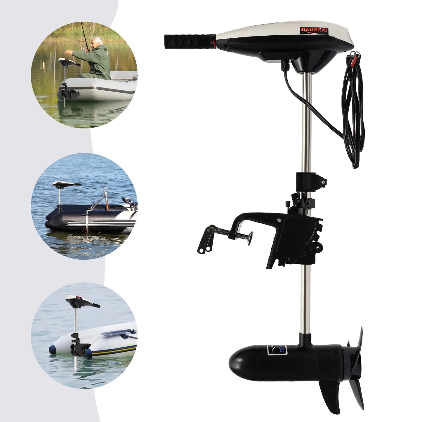 660W Electric Outboard Trolling Motor, 12V 65LBS Thrust Outboard Engine Marine Boat Motor Inflatable Fishing Boat Engine