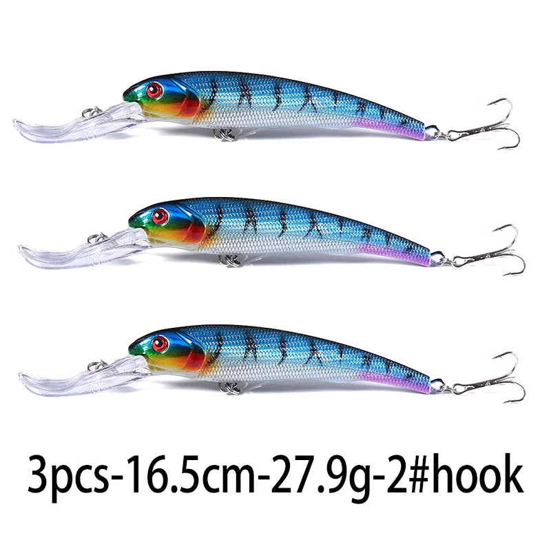 Hengjia 16.5cm 28g Big Minnow Lure Trolling Bait Artificial Wobblers  Deep Diving Sea Fishing Tackle Bass Pike Crankbaits
