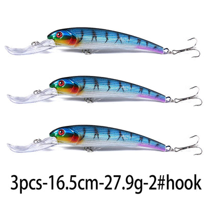 Hengjia 16.5cm 28g Big Minnow Lure Trolling Bait Artificial Wobblers  Deep Diving Sea Fishing Tackle Bass Pike Crankbaits