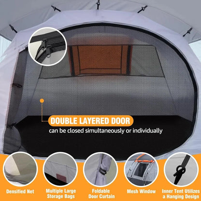 Camping Tents Tunnel Tent 4 Person Family Tents with 2 Doors