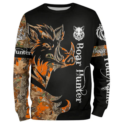 Camo Hunting Animals Wild Boar Men T-Shirt 3D Print Sport Long Sleeve Tee Tops Casual O Neck Streetwear T Shirts Men&