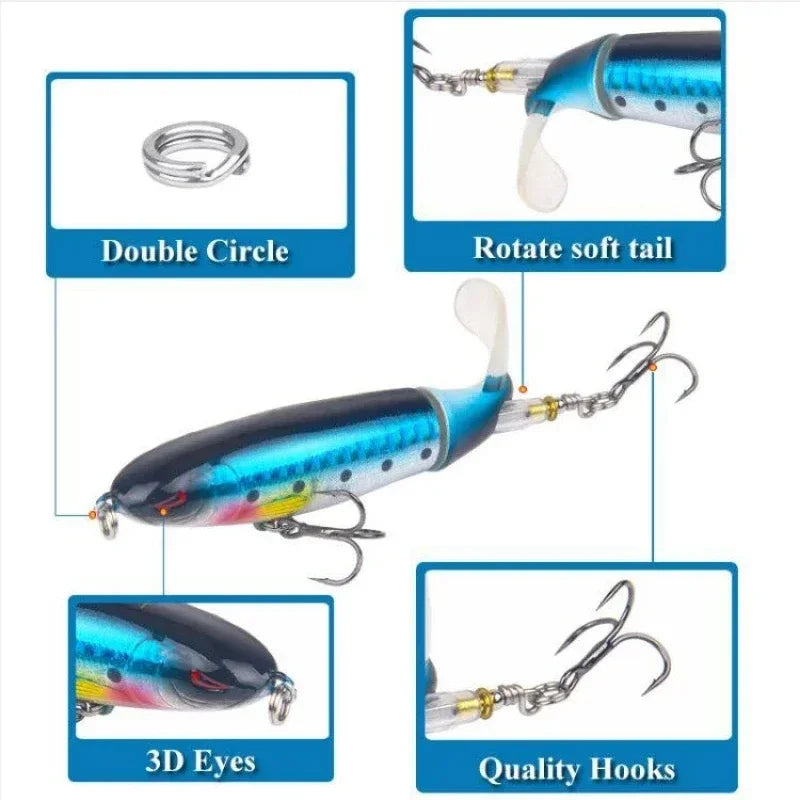 Popper Fishing Lure Set 11cm/14g Artificial Topwater Hard Bait Rotating Wobblers Tackle Fishing Bait Accessories 5/10Pcs Pesca
