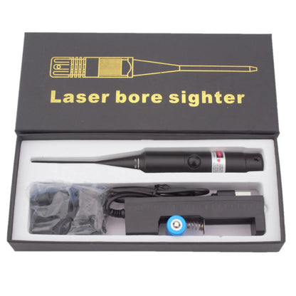 Red Laser Bore Sight Kit   Caliber Rifles & Pistols -With Big Button Switch, 16 Adapters