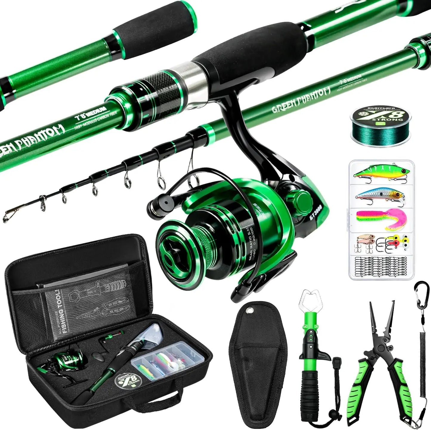 Fishing Rod and Reel Combo, Graphite Telescoping Fishing Pole