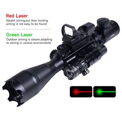Hunting RifleScopes 4-16X50EG W/Red Dot Sight Laser Pointer Flashlight Combo Sight Adjustable Optical Scopes Fit 20mm