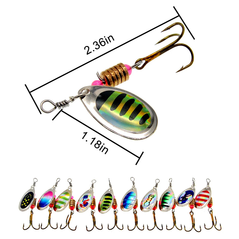 10pcs/Set Metal Spoon Spinner Fishing Lure Spoonbait Crankbaits Wobblers Bait For Bass Pike Crochet Freshwater Fishing