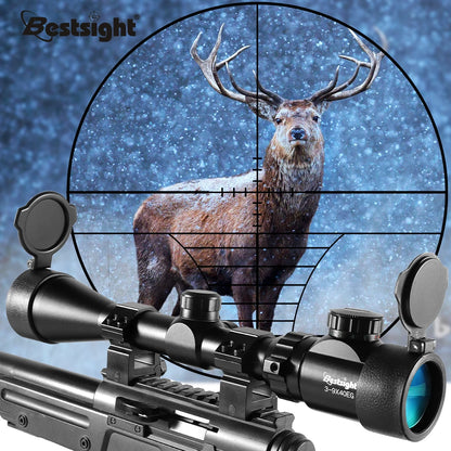 Riflescope 3-9x40 Rifle Sniper Scope Red or Green Illuminated Optical with Mounts  Fit Free Crosshair