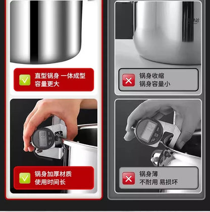 Commercial Stainless Steel Pressure Cooker, Large Capacity Explosion-Proof for Gas/Induction Stove, Restaurant Kitchen Use