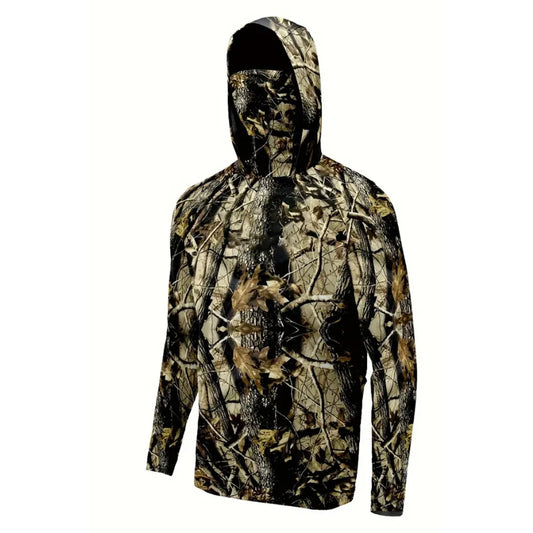 Fishing Hoodie Shirt Men Long Sleeve  Trees Hunting Jersey