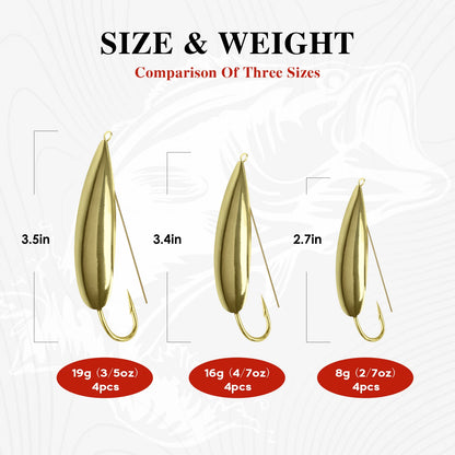 4pcs Weedless Spoon Lure Kit 8g 16g 19g Spinner Metal Spoons Fishing Lures Anti Grass Hooks Jig Wobblers Artificial Hard Bait